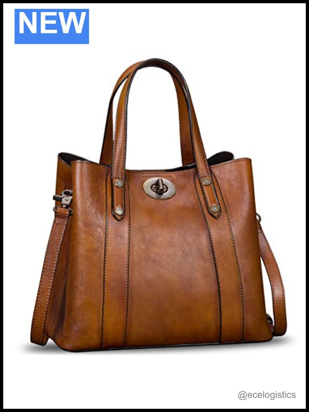 Genuine Leather Satchel Handbag Vintage Top Handle Shoulder Bag for Women